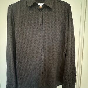 Women’s Brown patterned silk blouse, size large